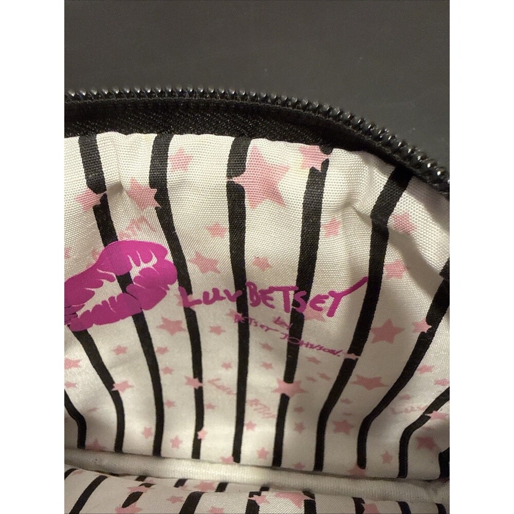 Luv Betsey Johnson French Bulldog Frenchie Quilted Wristlet Clutch Black - Picture 4 of 5